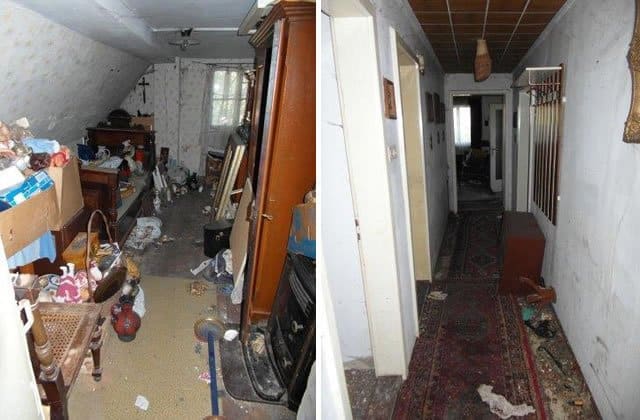 Raum im Dachgeschoss mit Müll, Flur