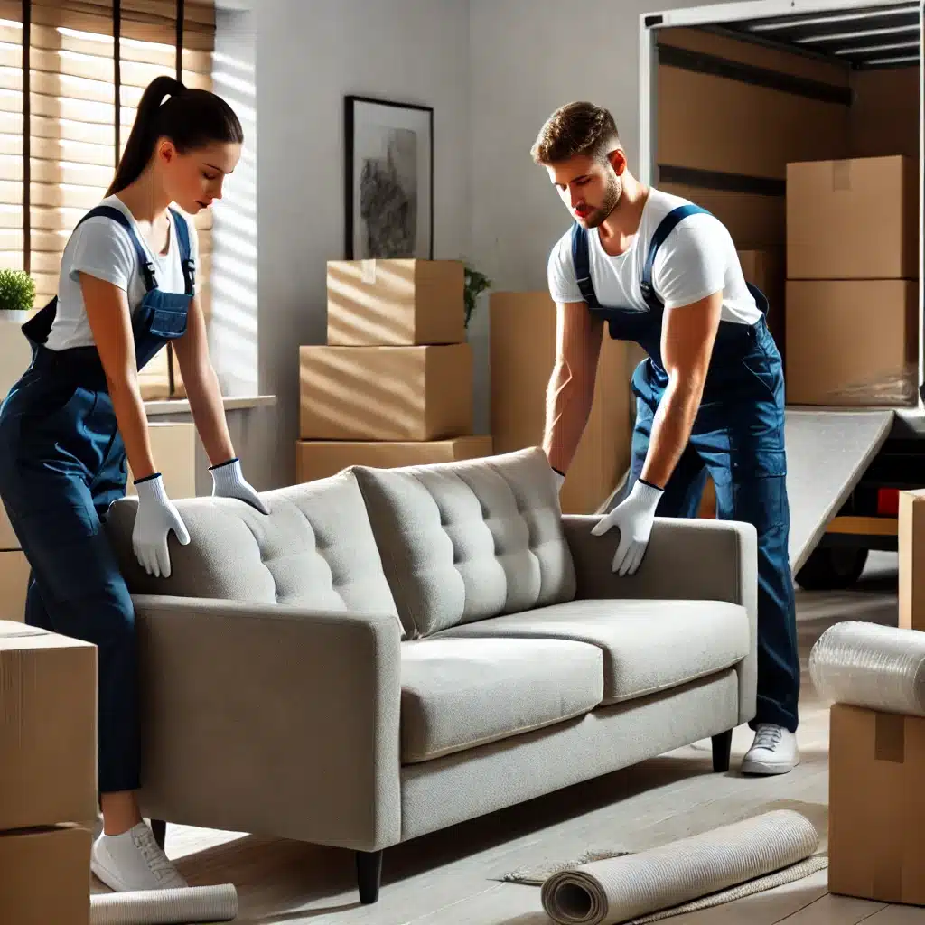 Möbelpacker mit Couch